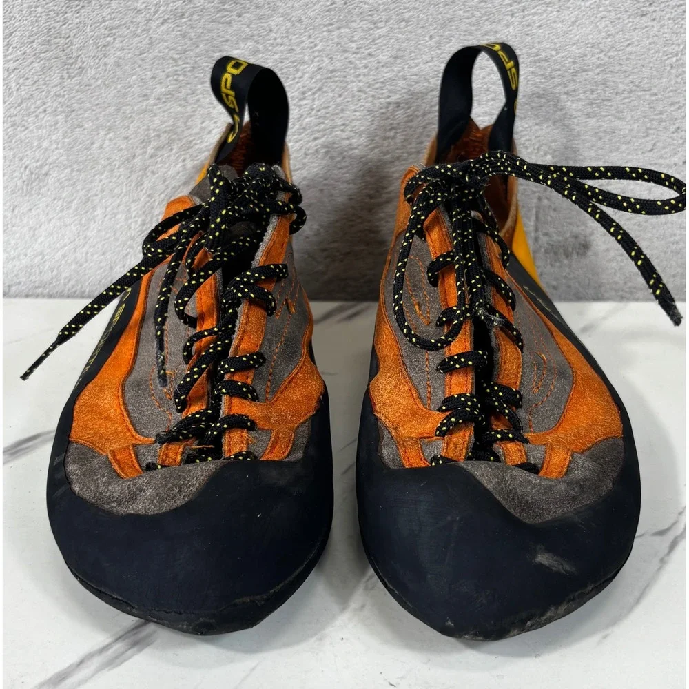 La Sportiva Katana Climbing Shoes Mens 10.5 Womens 11.5 Orange Grey Good Lace Up